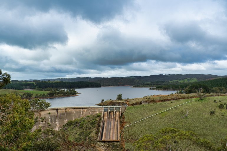 The view over the reservoir from the top lookout