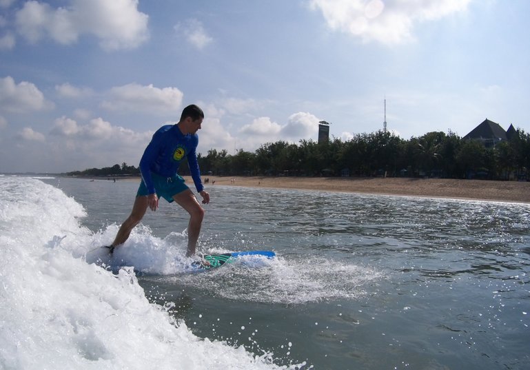 Beginner surf class in Kuta Beach