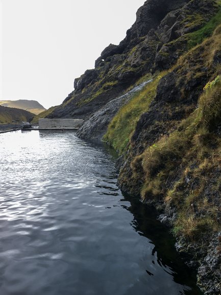 Naturally fed swimming pool.