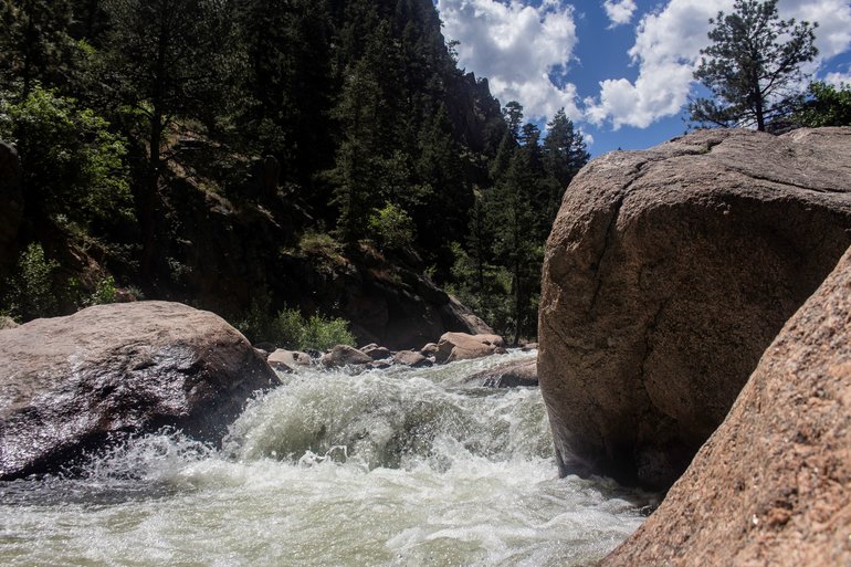 A river along the Rocky Mountain scenic route in Colorado. 