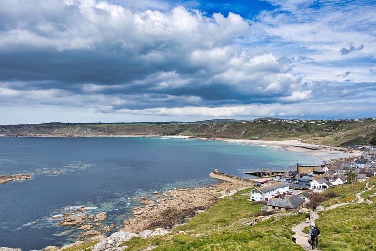 Looking down into the cove and the village of Sennon