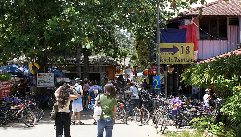 Bicycle rental shops at Pulau Ubin. Photo by Alex.CH / CC BY