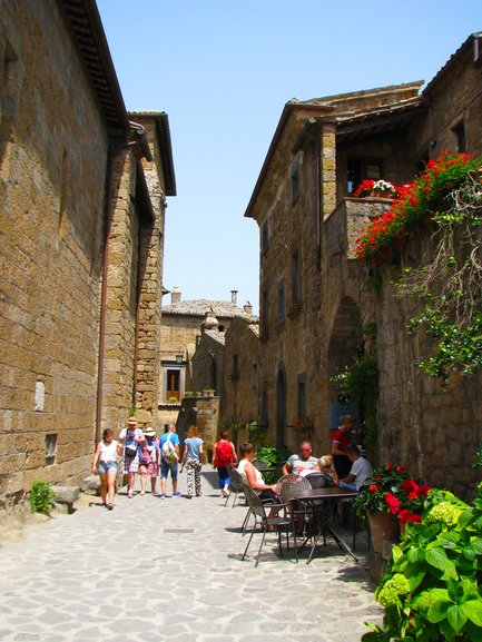 Tourists hanging out in the cafes