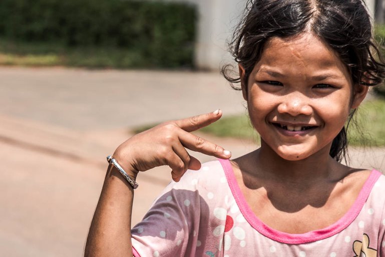 Young Siem Reap girl displaying the Cambodian spirit