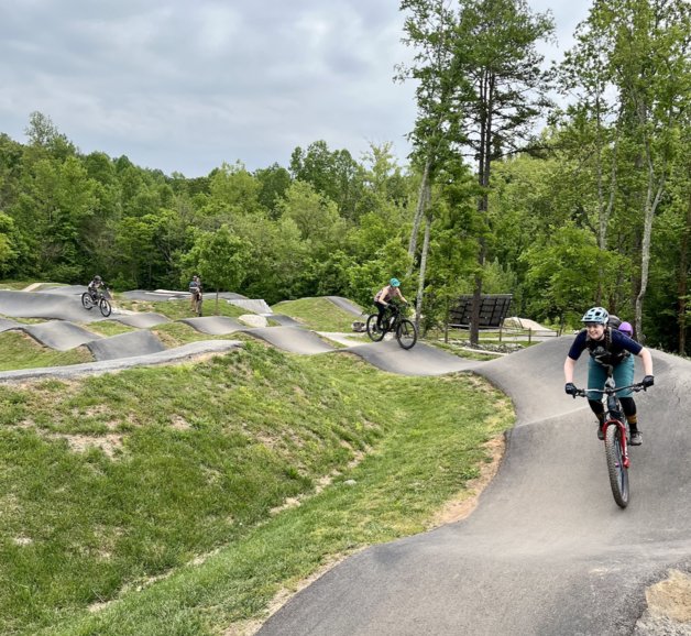 The pump track at Baker Creek Preserve