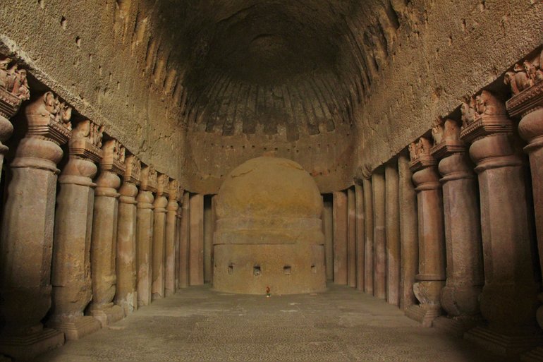 Kanheri Caves prayer hall, picture by AKS.9955