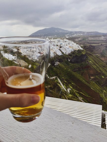 Enjoying a beer on my food tour