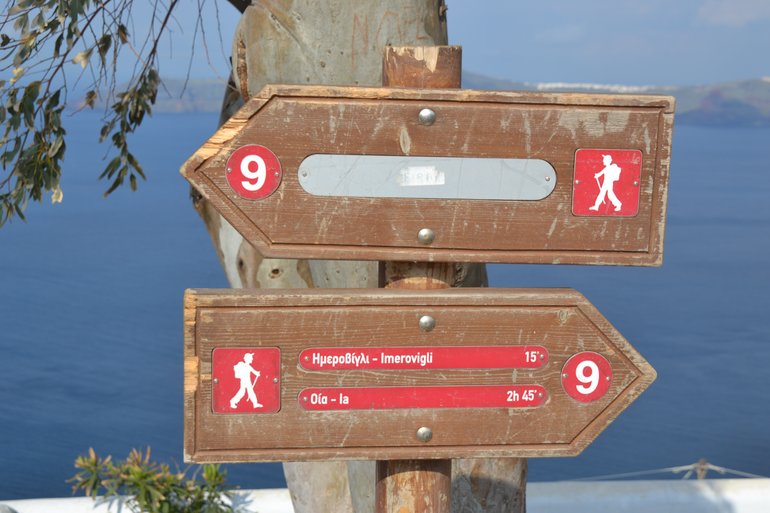 Signs marking the trail