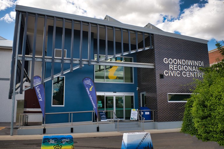 The information centre from the car park off Bowen Street