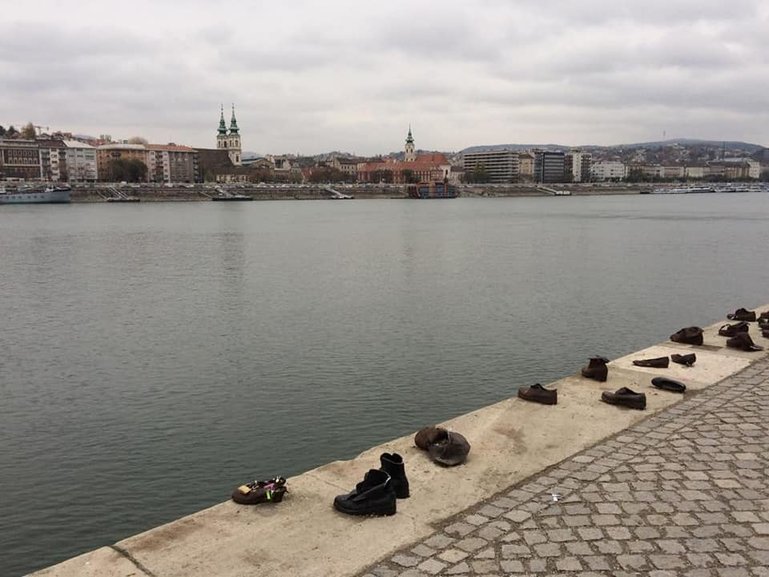 Shoes on the Danube river bank, Budapest